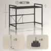 Uitbreidbaar magnetronrek magnetronstandaard met 3 haken keukenrek magnetronhouder van metaal, zwart 4