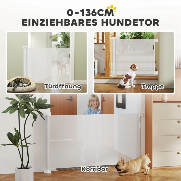 Uitschuifbaar trapbeschermingshek 0 136cm 87 cm hoog deurbeschermingshek trapbeschermingsrooster afscheidingshek traphek voor huisdieren deurhek beschermingshek geschikt voor trappen deuren binnen & buiten 5