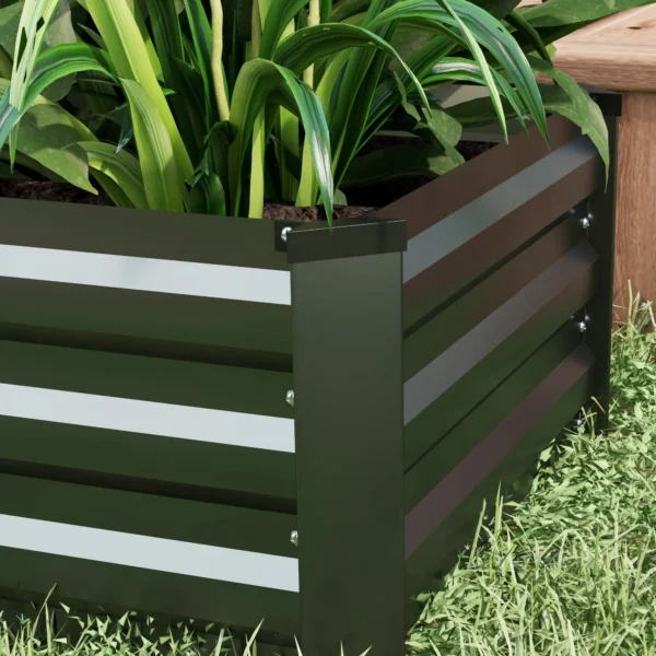 Verhoogd bed 2 delige set, plantenbak, bloembak, roestvrij bloempot, bloempot voor terras, balkon, verzinkt staal, donkergrijs, 100 x 60 x 30 cm 10