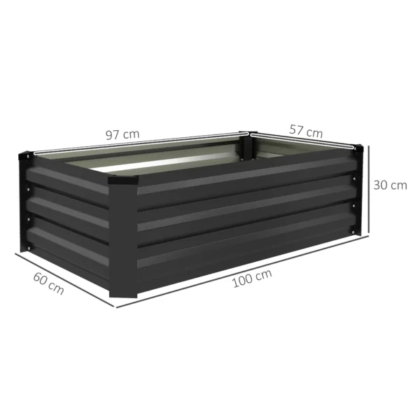 Verhoogd bed 2 delige set, plantenbak, bloembak, roestvrij bloempot, bloempot voor terras, balkon, verzinkt staal, donkergrijs, 100 x 60 x 30 cm 4