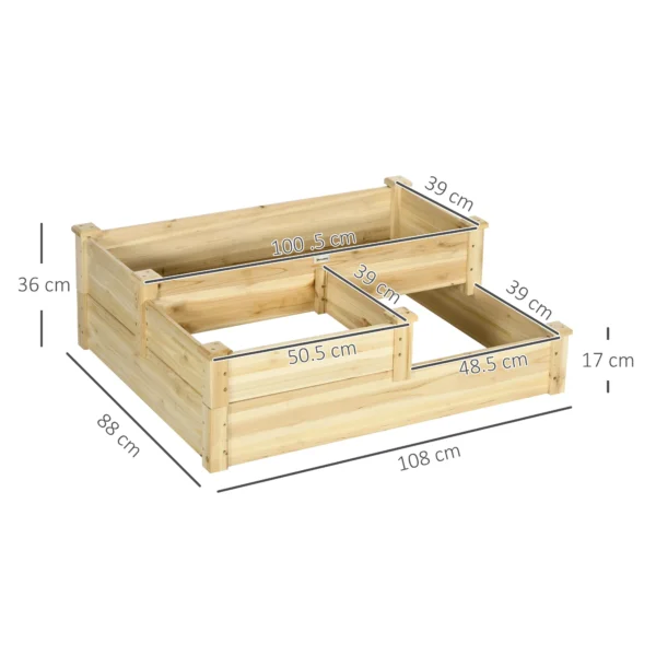 Verhoogd bed 3 traps plantenbed bloembak kruidenbed plantentrap gemaakt van sparrenhout in natuurlijke kleur voor tuin & balkon 4