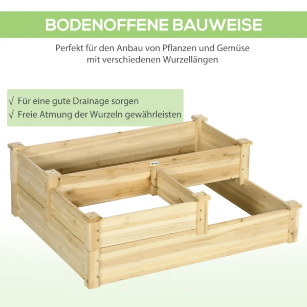 Verhoogd bed 3 traps plantenbed bloembak kruidenbed plantentrap gemaakt van sparrenhout in natuurlijke kleur voor tuin & balkon 6