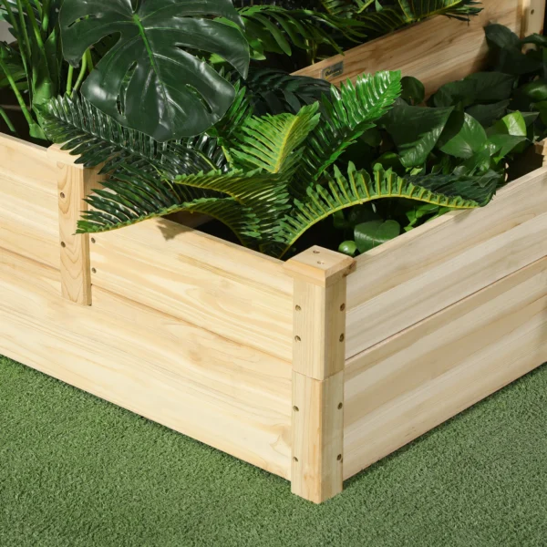 Verhoogd bed 3 traps plantenbed bloembak kruidenbed plantentrap gemaakt van sparrenhout in natuurlijke kleur voor tuin & balkon 8