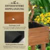 Verhoogd bloembed met klimrek bloembak op wielen met plank van massief hout voor terras en tuin in bruin 79x29x130cm 7