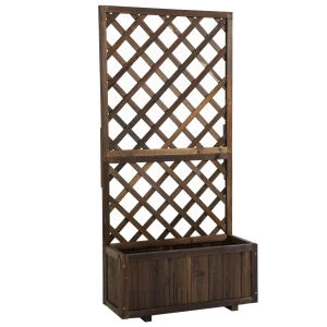 Verhoogd bloembed met klimrek bloembak van hout 72,5x31,5x149,5cm ideaal voor klimplanten & rozen in de tuin 1