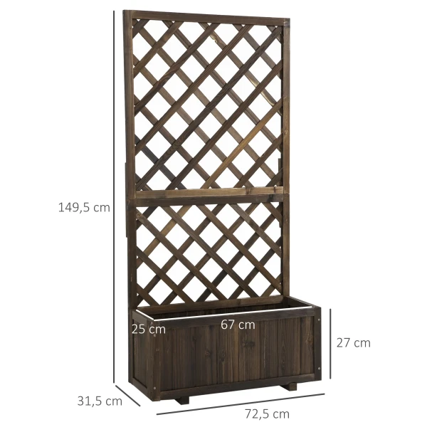 Verhoogd bloembed met klimrek bloembak van hout 72,5x31,5x149,5cm ideaal voor klimplanten & rozen in de tuin 4