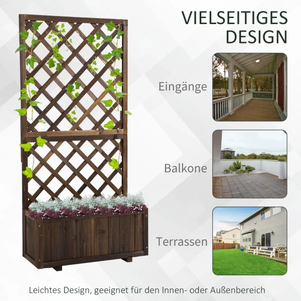 Verhoogd bloembed met klimrek bloembak van hout 72,5x31,5x149,5cm ideaal voor klimplanten & rozen in de tuin 7