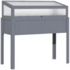 Verhoogd houten bed met vroege oogst 2 in 1 kas voor tomaten & groentebed, polycarbonaat grijs 120x54x112/122cm 1