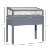 Verhoogd houten bed met vroege oogst 2 in 1 kas voor tomaten & groentebed, polycarbonaat grijs 120x54x112/122cm 4