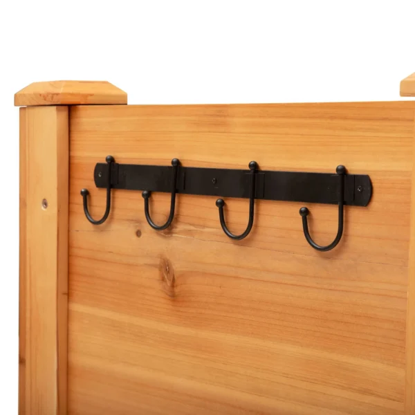 Verhoogd kruidenbed plantenbak van hout met afvoergat & haak, bloembak op poten 124x60x81 cm in natuurlijke kleur 10