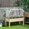 Verhoogd kweekbed 121x55x117 cm van sparrenhout met beschermende folie en drainagegaten, waterdicht voor tuin & balkon in natuurlijke kleur 2