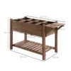 Verhoogde plantenbak 123x54x74cm met 8 roosters & opvouwbare plank van massief hout in bruin voor tuin & terras 4