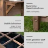 Verhoogde plantenbak 123x54x74cm met 8 roosters & opvouwbare plank van massief hout in bruin voor tuin & terras 7