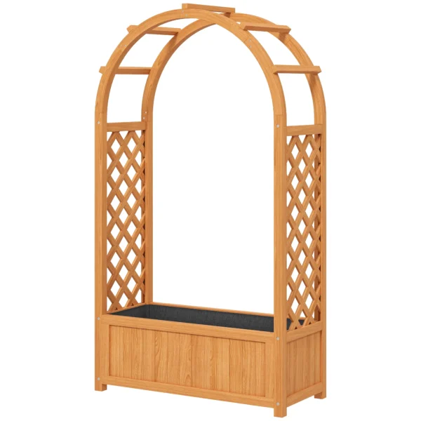 Verhoogde plantenbak met klimrek, gebogen dak trellis plantenbak hout, tuin trellis 83x36x145cm voor tuin balkon terras, bloempot voor klimplanten mandplanten, bloemen 1