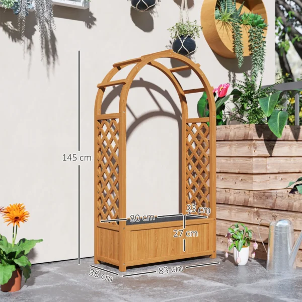 Verhoogde plantenbak met klimrek, gebogen dak trellis plantenbak hout, tuin trellis 83x36x145cm voor tuin balkon terras, bloempot voor klimplanten mandplanten, bloemen 4
