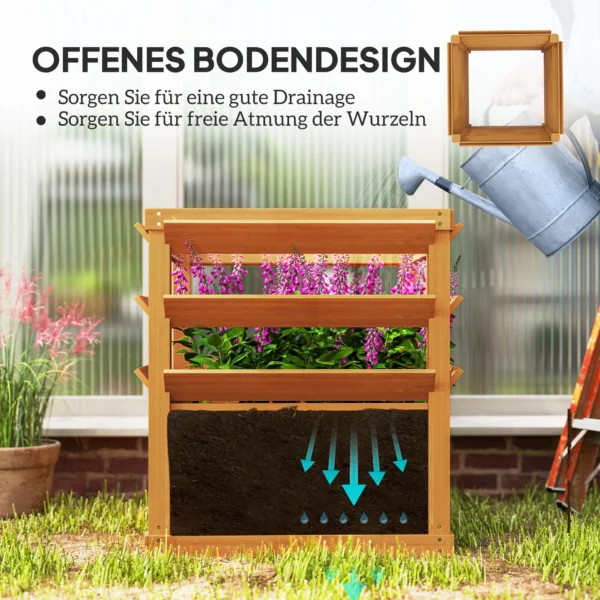Verhoogde plantenbak met klimrek open bodem, trellis bloempot houten bloembak, tuin trellis 65x65x60cm voor tuin balkon, bloempot voor klimplanten mandplanten, bloemen 6