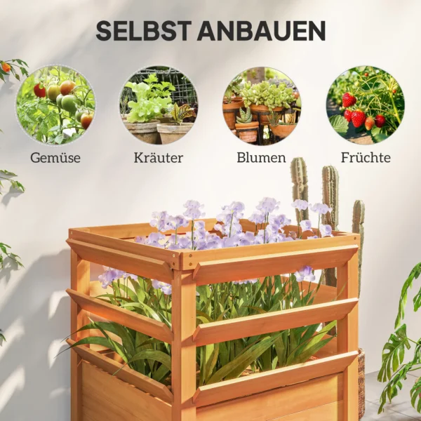 Verhoogde plantenbak met klimrek open bodem, trellis bloempot houten bloembak, tuin trellis 65x65x60cm voor tuin balkon, bloempot voor klimplanten mandplanten, bloemen 8