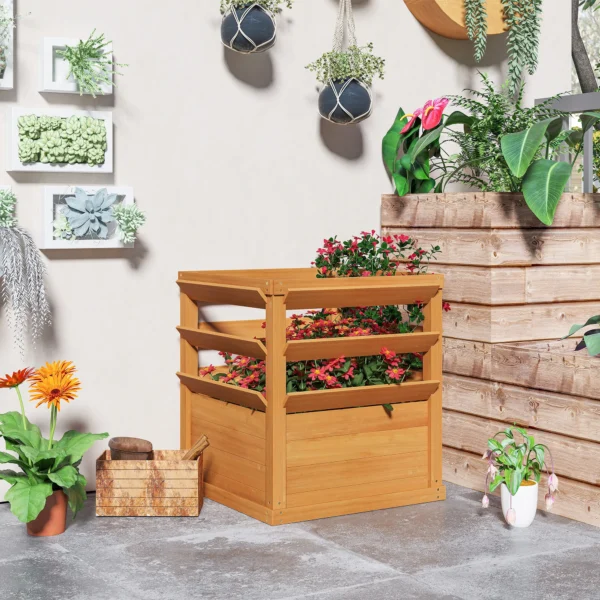 Verhoogde plantenbak met klimrek open bodem, trellis bloempot houten bloembak, tuin trellis 65x65x60cm voor tuin balkon, bloempot voor klimplanten mandplanten, bloemen 9
