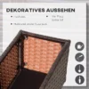 Verhoogde plantenbak poly rattan op wielen 94,5 x 31 x 36 cm, bloempot met afvoergaten, koffie bruin voor tuin & balkon 5