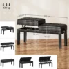Verstelbare pianokruk met opbergruimte, pianobank tot 220 kg belastbaar, kunstleer, zwart, 105 x 37 x 48 58 cm 4