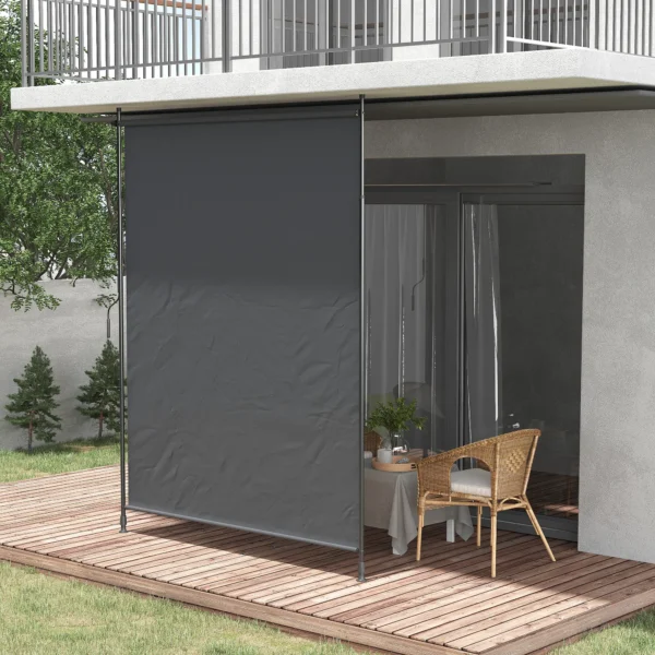 Verticale zonwering 200 x 292 cm, verticaal intrekbaar met verstelbare zonwering van aluminium, grijs voor terras & balkon 2