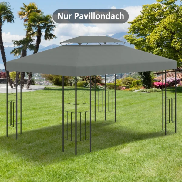 Vervangend paviljoendak voor metalen tuinpaviljoen, partytent, tuintent polyester 3x4m donkergrijs 2