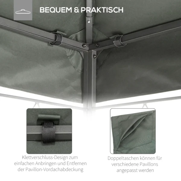 Vervangend paviljoendak voor metalen tuinpaviljoen, partytent, tuintent polyester 3x4m donkergrijs 7