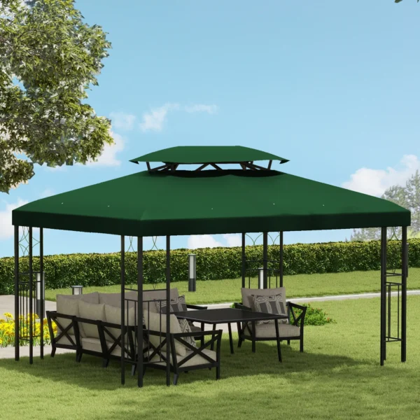 Vervangend paviljoendak voor tuinpaviljoen, polyester, 3x4m, groen 8