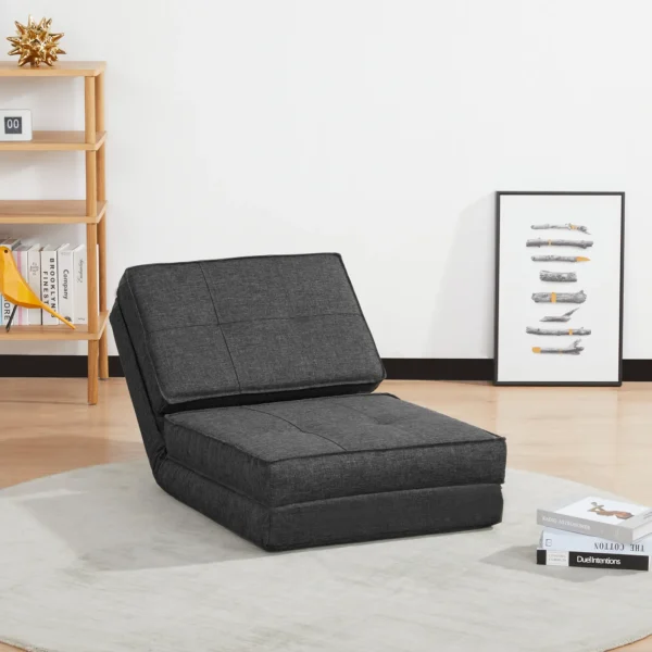 Vloersofa inklapbaar slaapfauteuil vloerstoel 5 standen verstelbaar inklapbare stoel slaapbank slaapbank enkelsofa donkergrijs 61 x 73 x 58 cm 2