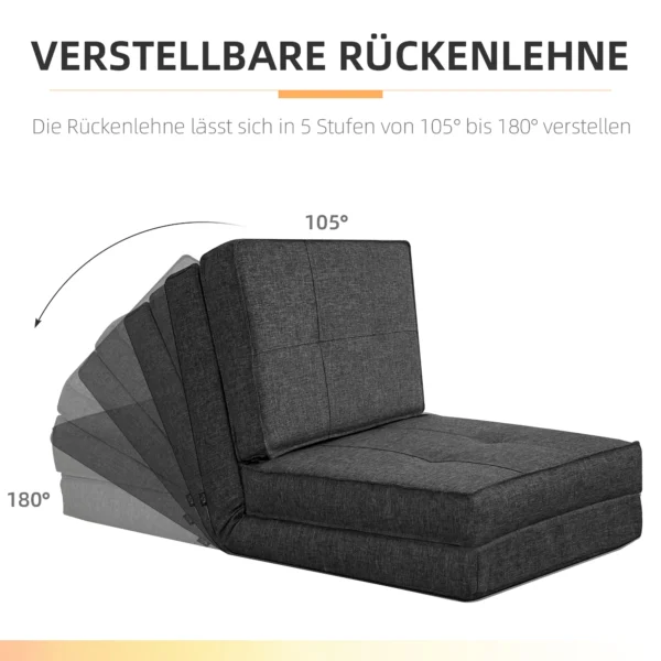 Vloersofa inklapbaar slaapfauteuil vloerstoel 5 standen verstelbaar inklapbare stoel slaapbank slaapbank enkelsofa donkergrijs 61 x 73 x 58 cm 5