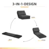 Vloersofa inklapbaar slaapfauteuil vloerstoel 5 standen verstelbaar inklapbare stoel slaapbank slaapbank enkelsofa donkergrijs 61 x 73 x 58 cm 6