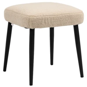 Voetenbankje vierkante zithocker make up krukje kasjmier look met stalen poten voor woonkamer slaapkamer beige 42x42x47cm 1