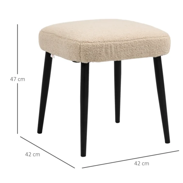 Voetenbankje vierkante zithocker make up krukje kasjmier look met stalen poten voor woonkamer slaapkamer beige 42x42x47cm 4