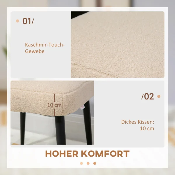 Voetenbankje vierkante zithocker make up krukje kasjmier look met stalen poten voor woonkamer slaapkamer beige 42x42x47cm 5