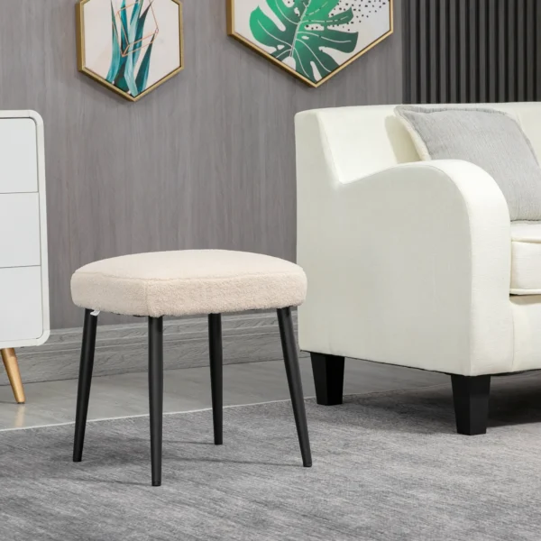 Voetenbankje vierkante zithocker make up krukje kasjmier look met stalen poten voor woonkamer slaapkamer beige 42x42x47cm 8