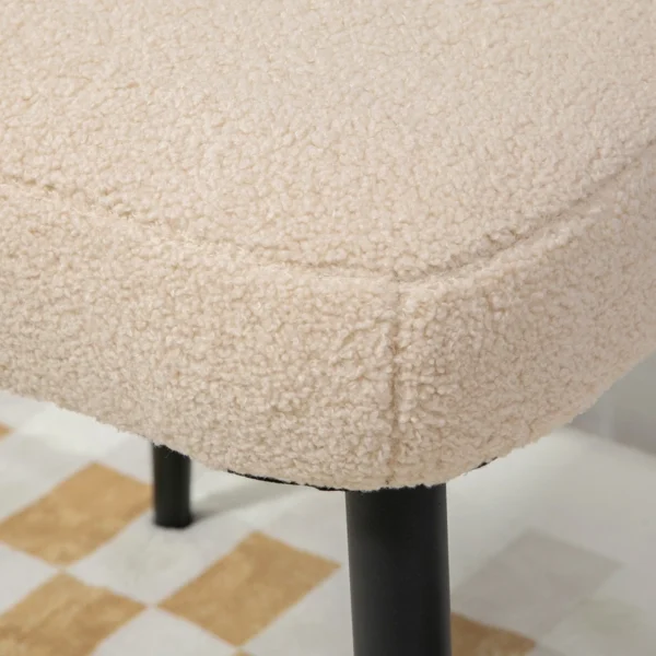 Voetenbankje vierkante zithocker make up krukje kasjmier look met stalen poten voor woonkamer slaapkamer beige 42x42x47cm 9