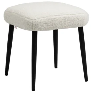 Voetenbankje vierkante zithocker make up krukje kasjmier look met stalen poten voor woonkamer slaapkamer crème 42x42x47cm 1