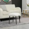Voetenbankje vierkante zithocker make up krukje kasjmier look met stalen poten voor woonkamer slaapkamer crème 42x42x47cm 2