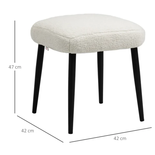 Voetenbankje vierkante zithocker make up krukje kasjmier look met stalen poten voor woonkamer slaapkamer crème 42x42x47cm 4
