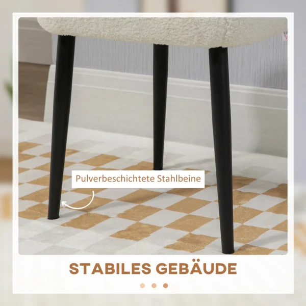 Voetenbankje vierkante zithocker make up krukje kasjmier look met stalen poten voor woonkamer slaapkamer crème 42x42x47cm 7