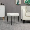 Voetenbankje vierkante zithocker make up krukje kasjmier look met stalen poten voor woonkamer slaapkamer crème 42x42x47cm 8
