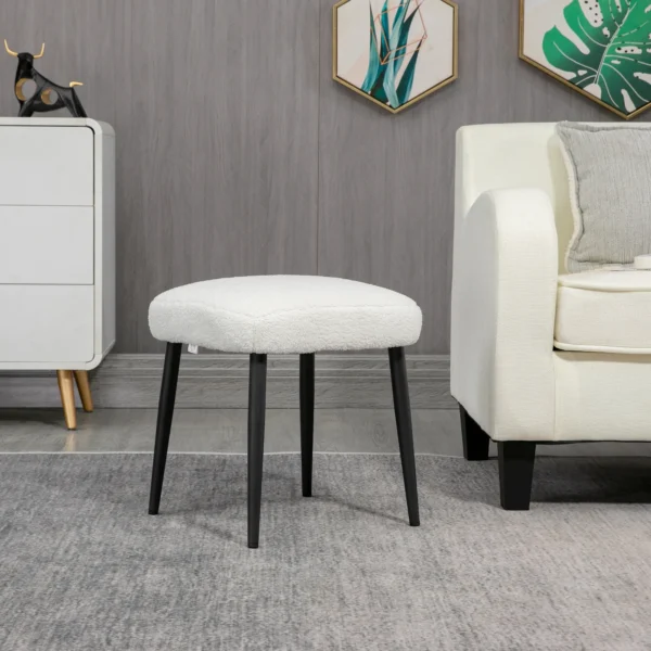 Voetenbankje vierkante zithocker make up krukje kasjmier look met stalen poten voor woonkamer slaapkamer crème 42x42x47cm 8