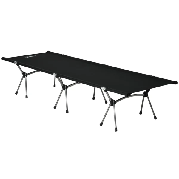 Vouwbaar campingbed aluminium veldbed hoogteverstelbaar zwart 190x65x38cm tot 150kg met draagtas voor buiten 1