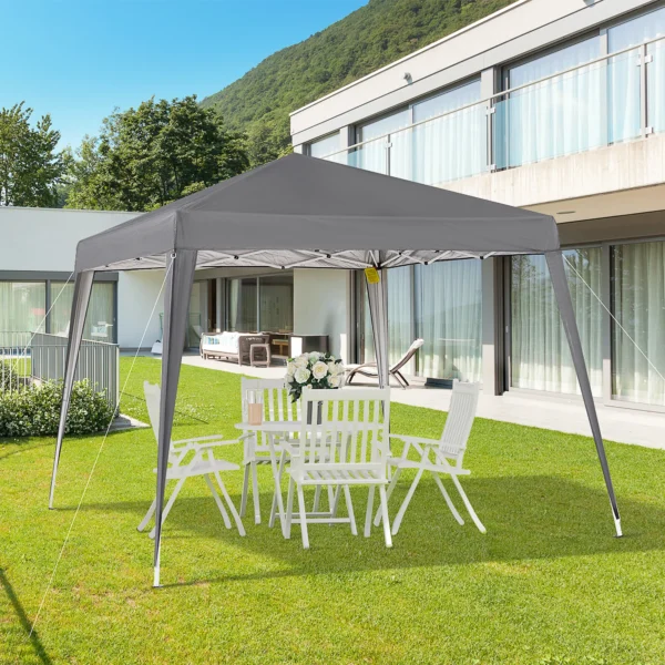 Vouwpaviljoen 2,4x2,4m partytent met uv bescherming, opvouwbaar & incl. draagtas, ideaal voor tuin en balkon, staal grijs 2