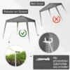 Vouwpaviljoen 2,4x2,4m partytent met uv bescherming, opvouwbaar & incl. draagtas, ideaal voor tuin en balkon, staal grijs 6