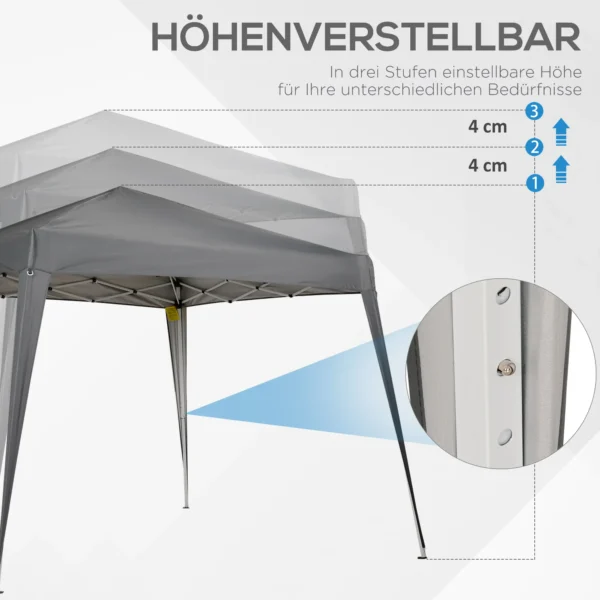 Vouwpaviljoen 2,4x2,4m partytent met uv bescherming, opvouwbaar & incl. draagtas, ideaal voor tuin en balkon, staal grijs 8