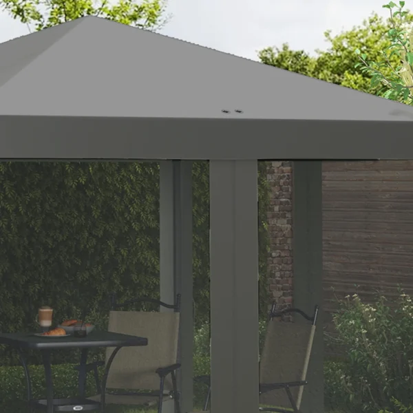 Vouwpaviljoen paviljoen vouwtent 3x3m met zijwanden incl. draagtas metaal en oxford lichtgrijs en zwart voor tuin en evenementen 10