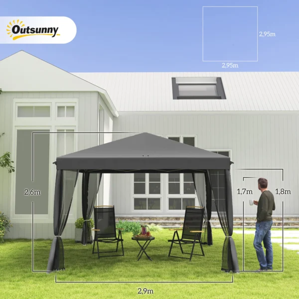 Vouwpaviljoen paviljoen vouwtent 3x3m met zijwanden incl. draagtas metaal en oxford lichtgrijs en zwart voor tuin en evenementen 4