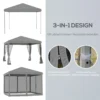Vouwpaviljoen paviljoen vouwtent 3x3m met zijwanden incl. draagtas metaal en oxford lichtgrijs en zwart voor tuin en evenementen 5
