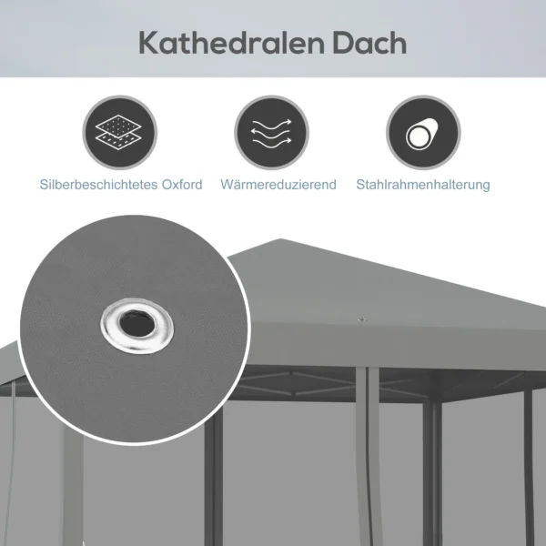 Vouwpaviljoen paviljoen vouwtent 3x3m met zijwanden incl. draagtas metaal en oxford lichtgrijs en zwart voor tuin en evenementen 8